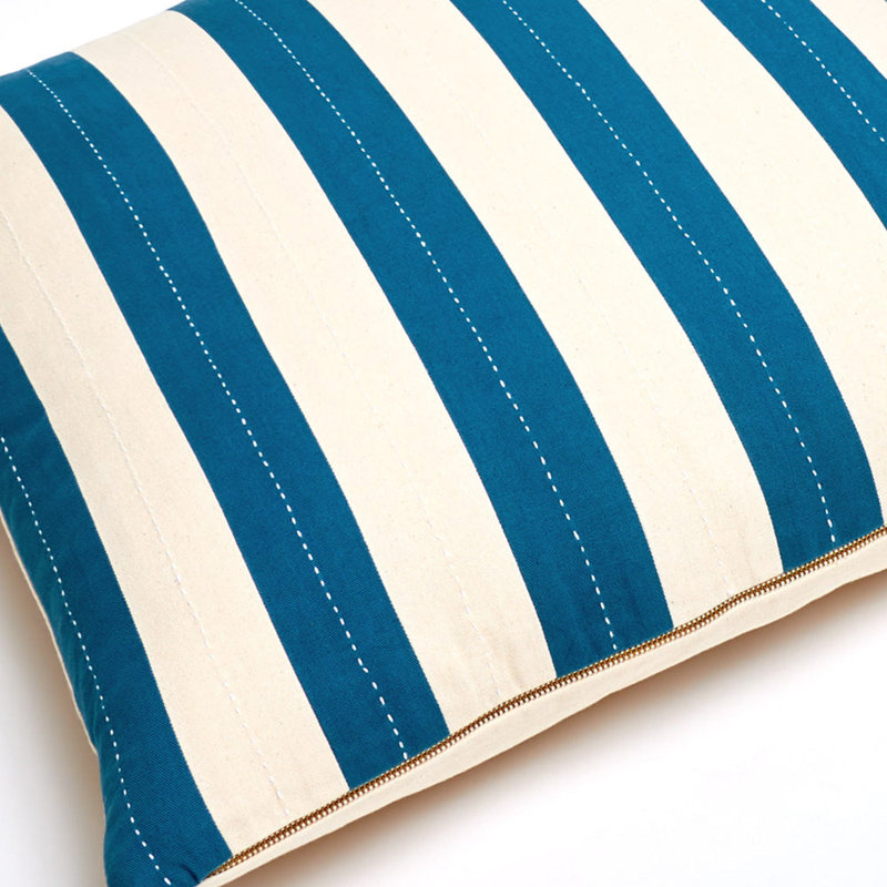 Cabana Square Pillow Cover & Insert, White/Cobalt
