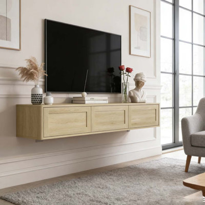 Meuble télé flottant, étagère murale avec lumières DEL