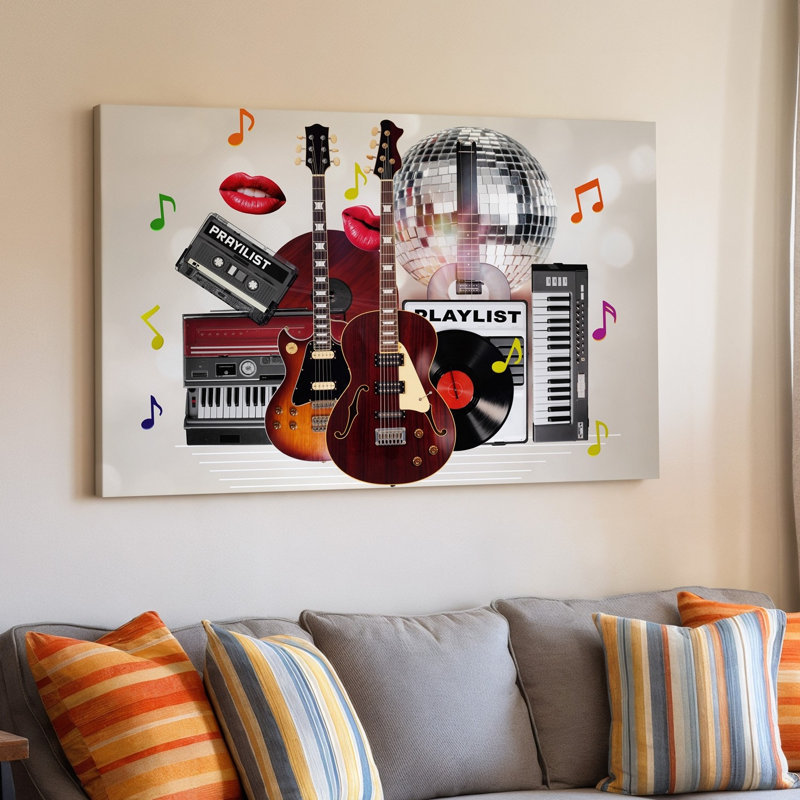 Reproduction d'art sur toile, "Collage dynamique et nostalgique" mettant en vedette une variété d'art mural