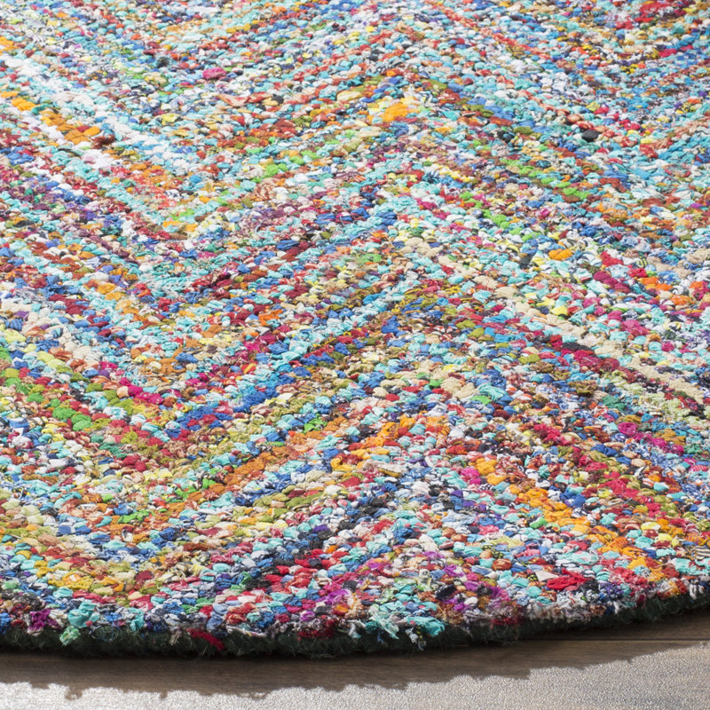 Anaheim Hand Tufted Cotton Chevron Rug, Round 6'