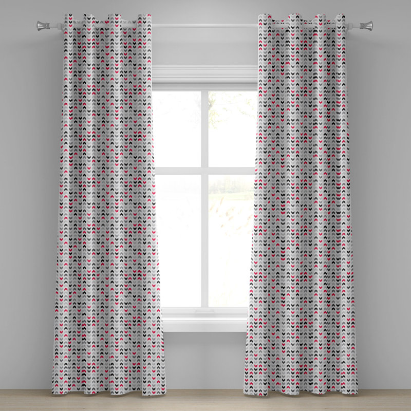 Rideau décoratif à œillets 2 panneaux Dakota Fields, 50 po x 96 po, rose vif, gris, blanc, L 50 po x L 96 po