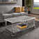 Sharold Chrome Finish Coffee Table With Textured Glass Top