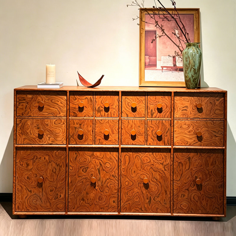 62.99"Vintage Solid Wood Ash Multi-Drawer Storage Sideboard