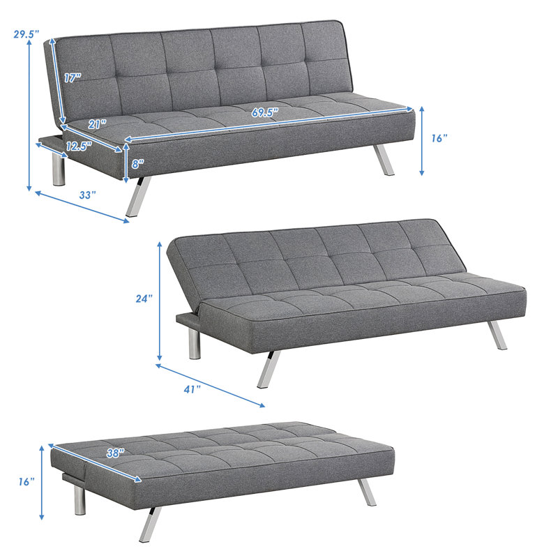Twin 69.5'' Upholstered Convertible Sofa