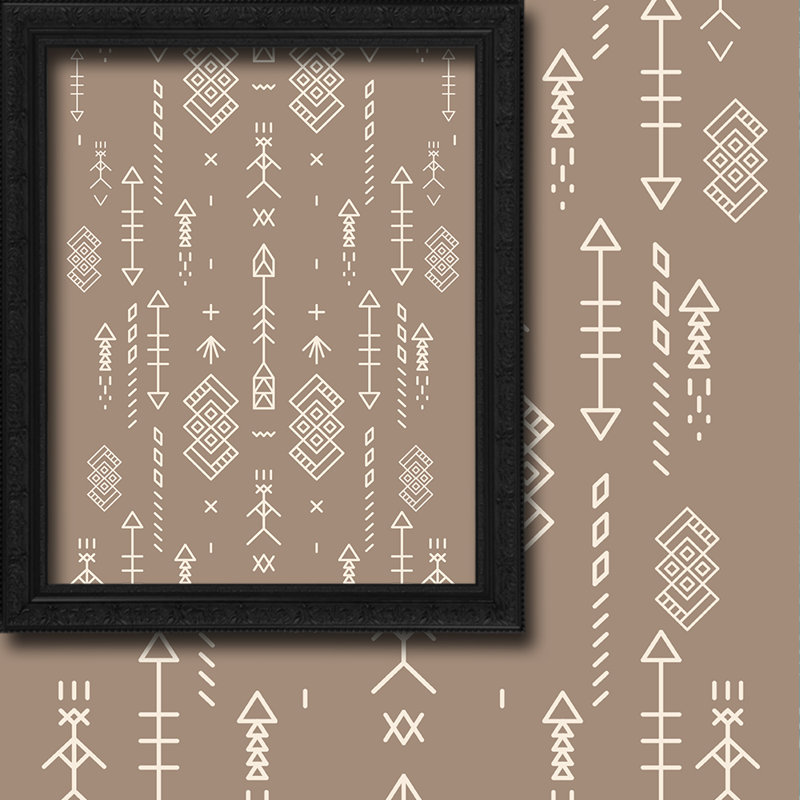 Aztec Pattern 1 Piece Kitchen Valance And 2 Piece Panel Curtain Set, Brick, 24" W x 24" L