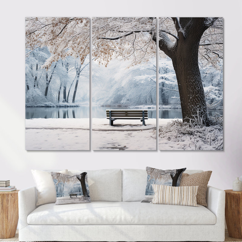 Art mural en toile «Snowy Park Floral Canopy II - Forest», Toile tendue, H 28 po x l 36 po x P 1 po