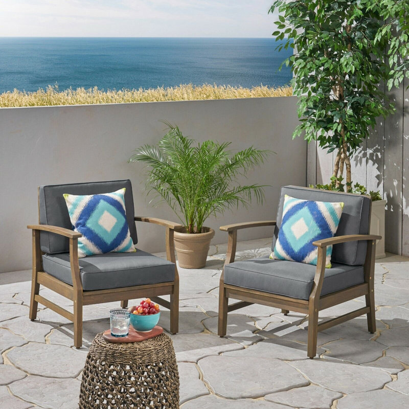 Ensemble de 2 chaises club, Brun, Gris foncé