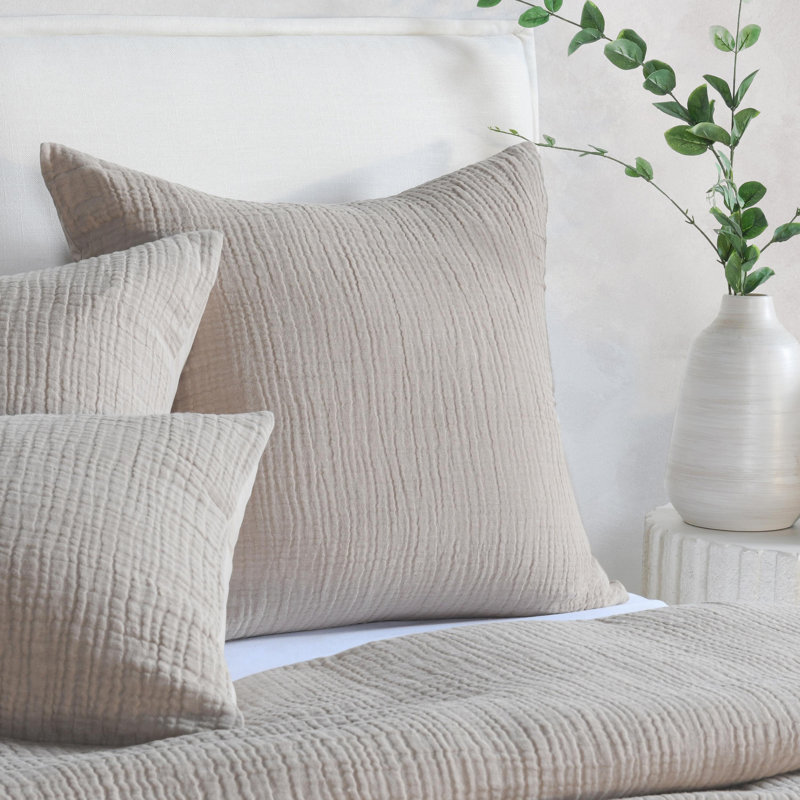 Cardiff 3-Piece Linen Blend Duvet Set, Beige, King Quilt + 2 King Shams