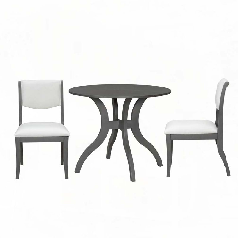Ensemble de table de salle à manger pour 2 personnes, Gris / Blanc