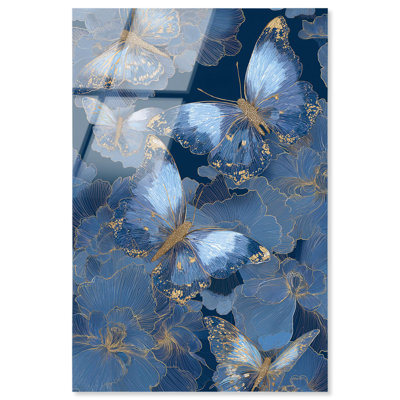 Golden Wings II Acrylic Print Blue Wall Decor by Art Remedy, Ready to Hang, 10 x 15
