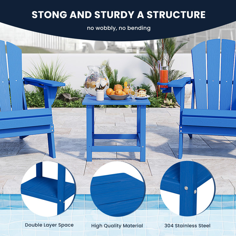 Rectangular Outdoor Side Table , 19.7 " W 11.82 " D, Navy