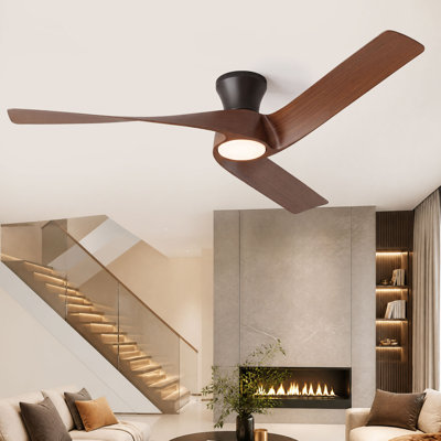 Ventilateur de plafond encastré de 132 cm (52 ​​po) avec éclairage DEL, couleur noyer