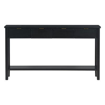 Contemporary Entryway Console Table with 4 Drawers & Bottom Shelf, High-Quality Hallway Table with Long Legs