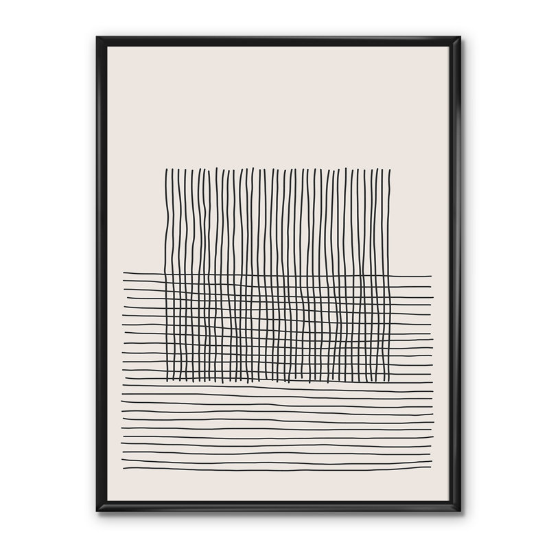 Minimal Geometric Lines and Squares V - reproduction sur toile, H 20 po x l 12 po x P 1 po, Toile avec cadre noir