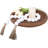 Round Wooden Decorative Tray For Coffee Table - Rustic Farmhouse Style With Beaded Distressed Design - Versatile Centerpiece For Living Room, Dining Room, Kitchen Counter And Entryway-481415652-481415648