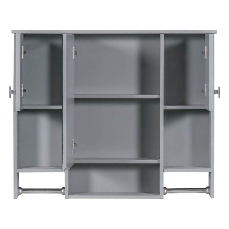 Armoire à pharmacie à miroir fixée au mur l 35 po H 28,7 po Rohin, Gris