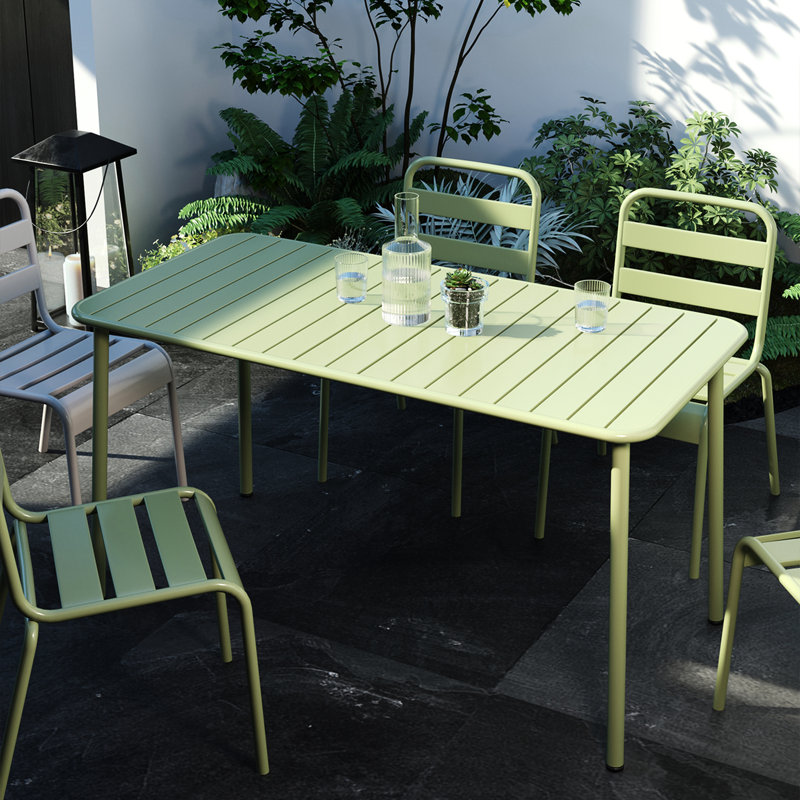 Table de salle à manger Frosty pour le jardin et l'extérieur, Vert givré