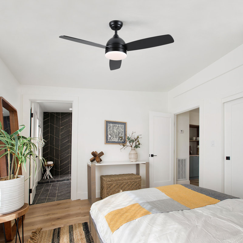 48''-3 Blades Smart Ceiling Fan With LED Light, Remote Control, Works With Alex And Tuya App, Black
