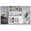 Spacieux buffet autoportant de 63 po de largeur avec huche, grande armoire de rangement, 6 tiroirs, 5 armoires, panneau perforé, porte-serviettes et prise de courant