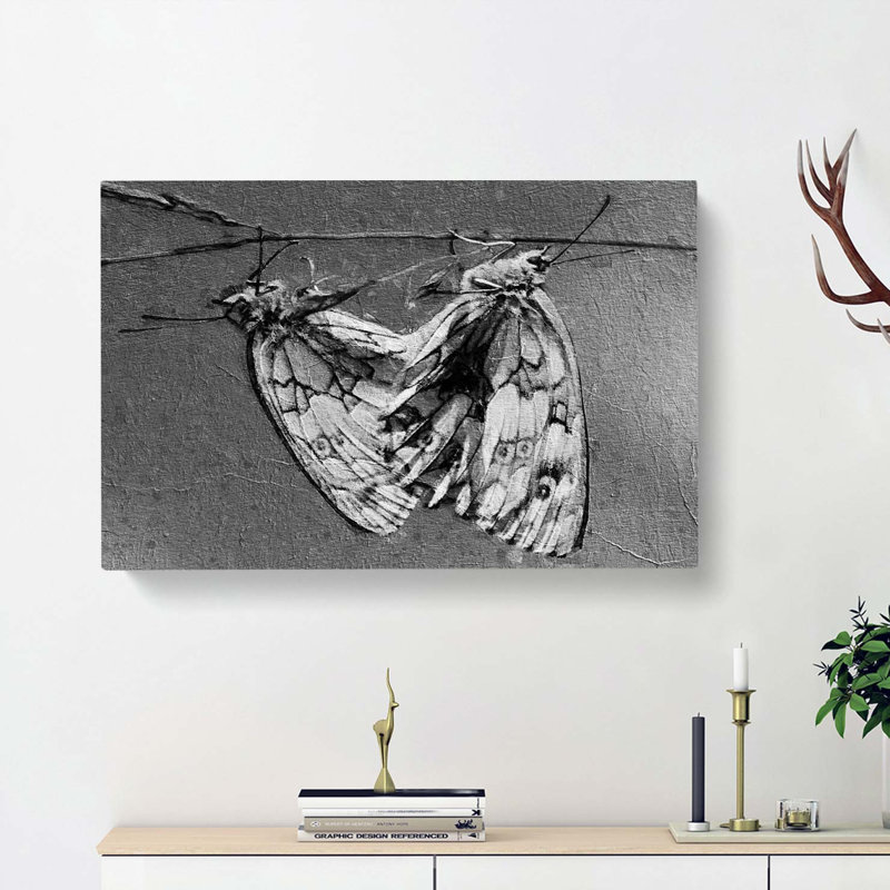 Two Butterflies - Wrapped Canvas, 50cm H x 76cm W x 3cm D