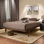 Lit plateforme en bois massif de style Mid-Century moderne en noyer cendré l 76,8 po x L 81,3 po x H 12,8 po