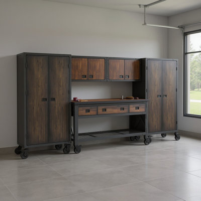 5-Piece Garage Storage Set with 72 in. Rolling Workbench, 2 Tall & 2 Wall Cabinets