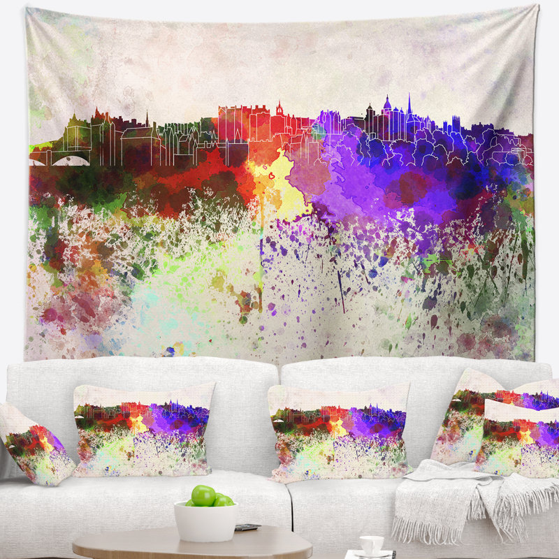 Tapisserie d'édimbourg Cityscape, H 68 po x l 80 po