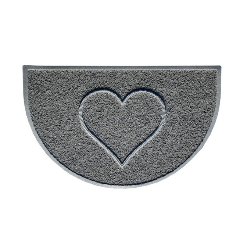 Heart Non-Slip Outdoor Doormat, Black