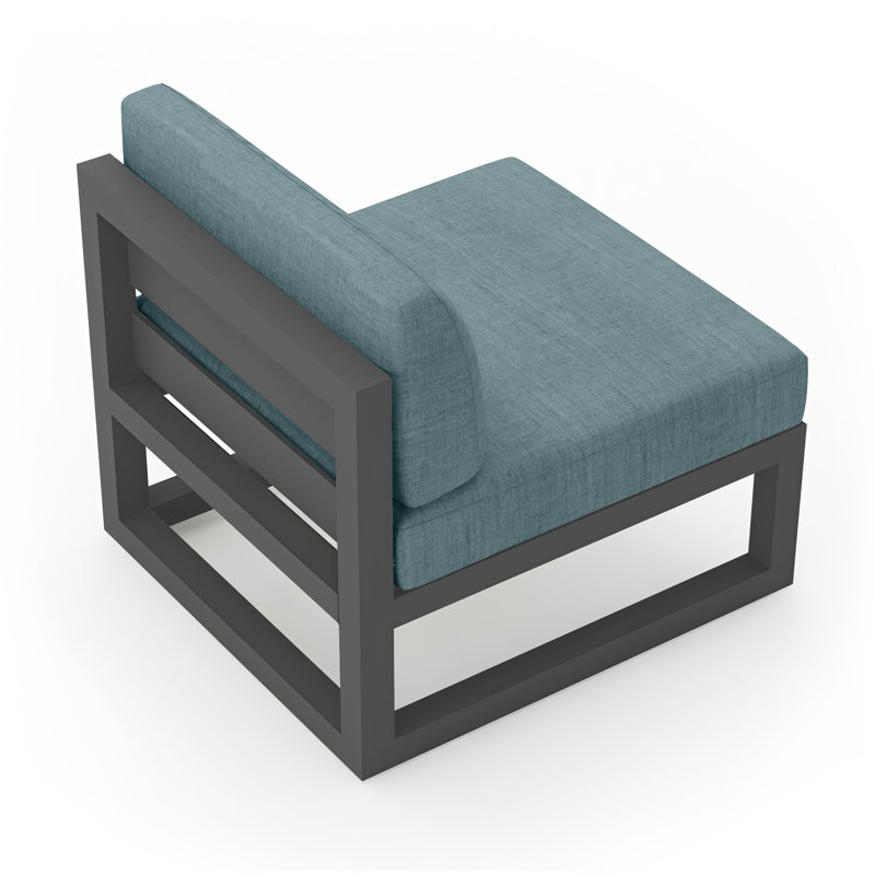 Smith Outdoor Lounge Chair with Sunbrella® Cushions, Cast Lagoon Sunbrella® Plainweave, Slate