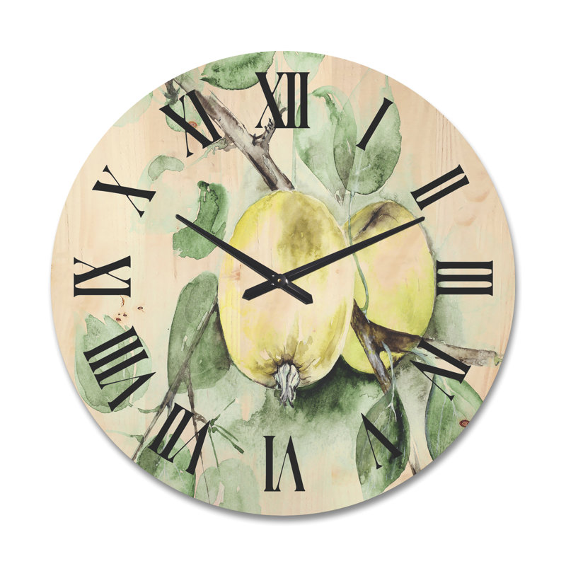 Vintage vert Appels - horloge murale en bois de ferme, Très grand