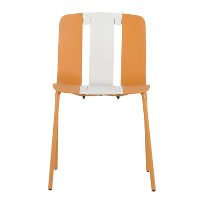 4 - Pack Striped Chairs With Colorful Blocks And Pp/Metal Construction Beige, Orange, White. Comfortable Sitting For Long Periods, Stylish Style, Adaptable To Decoration Styles Chairs, Stripes, Pp