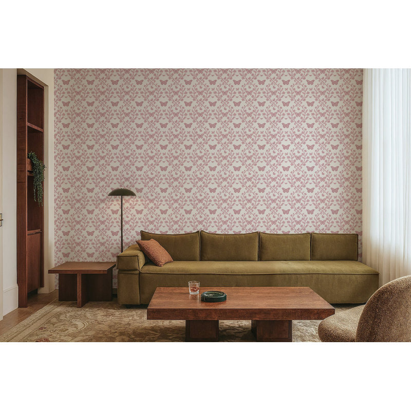 Butterfly Garden - Wallpaper, Dusty Blush, Premium Paper, Non-Pasted