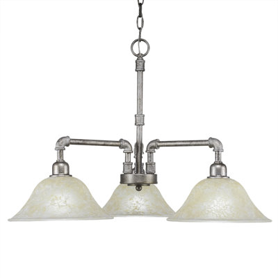 Camila Vintage 3 Light Downlight Chandelier Shown With 10" Amber Marble Glass