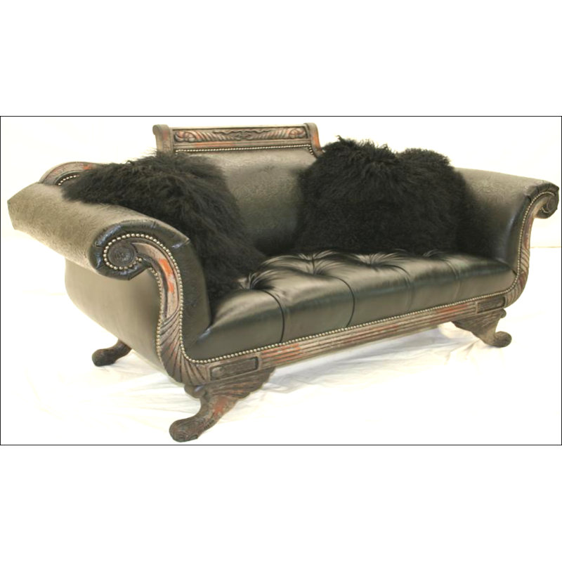 Leather Loveseat, Hair Hide Brown/White, Old Gold E, Brushy Bayou