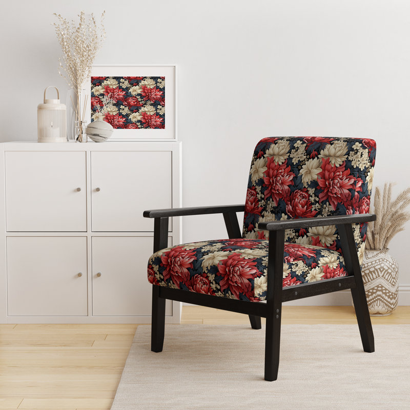 Mystic Red Damask Whispers - Fauteuil rembourré traditionnel, fauteuil d'appoint rouge