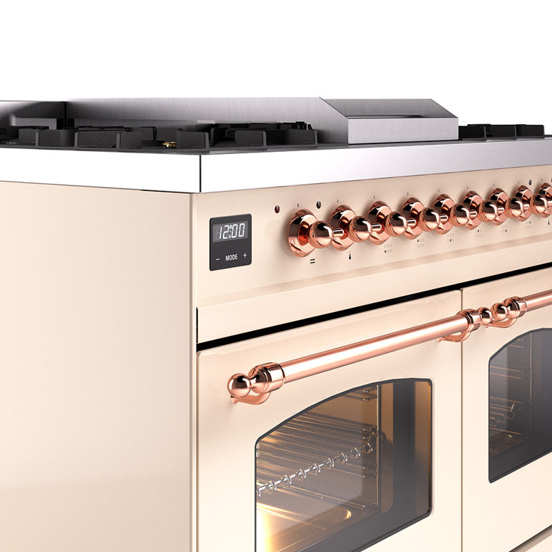 ILVE Nostalgie II 40 in Dual Fuel Range, Liquid Propane, Antique White/Bronze
