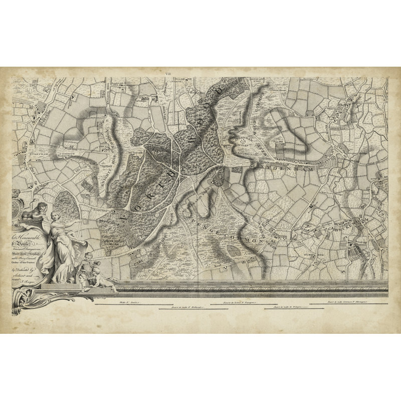 Map Of London Grid XV - Wrapped Canvas Print, 122cm H x 81cm W x 3.8cm D