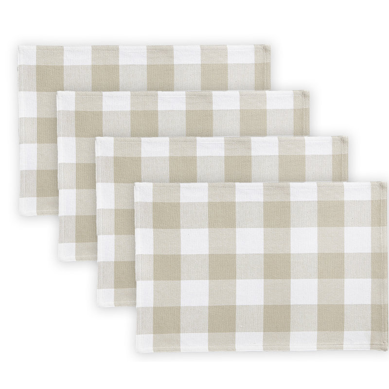 Napperon en coton Skookum Farmhouse Living, Brun clair / Blanc