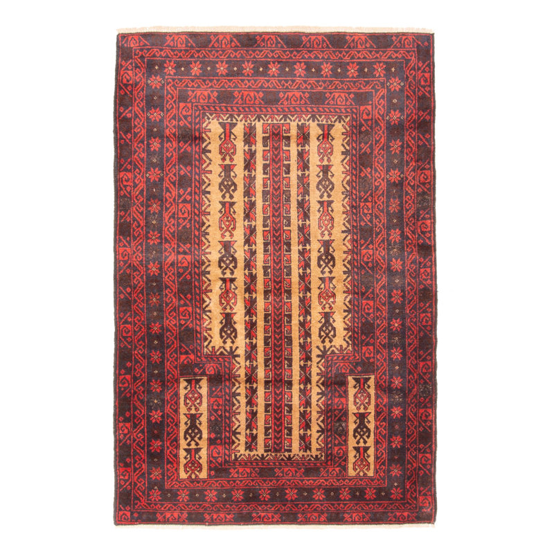 Tapis brun Teimani 3 pi 1 po x 4 pi 7 po
