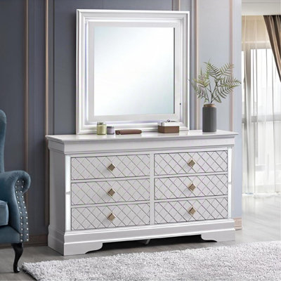 Commode 6 tiroirs avec boutons dorés