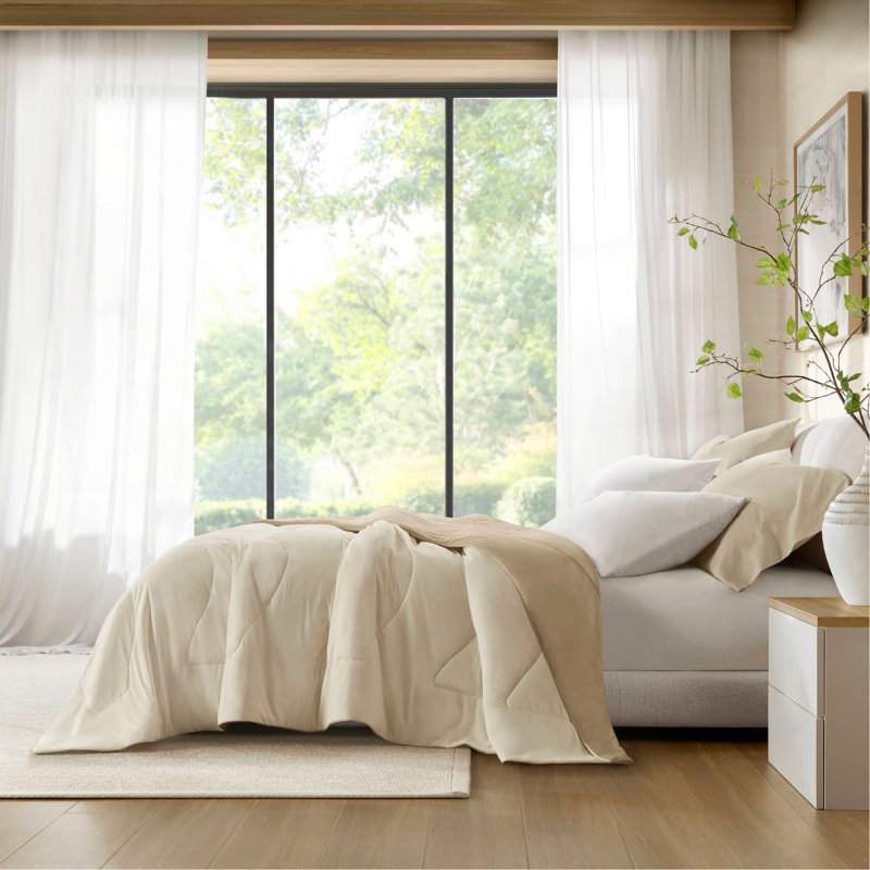 Couverture d'édredon réversible 1 pièce Tencel, Linen, King Comforter