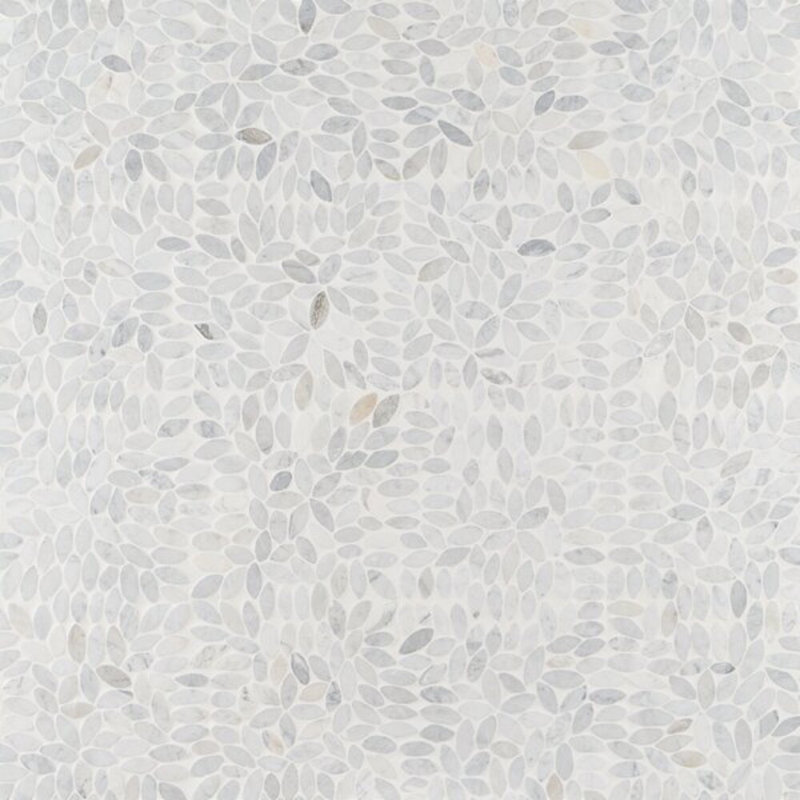 Nature Flower Carrara Marble Mosaic Tile, Natural