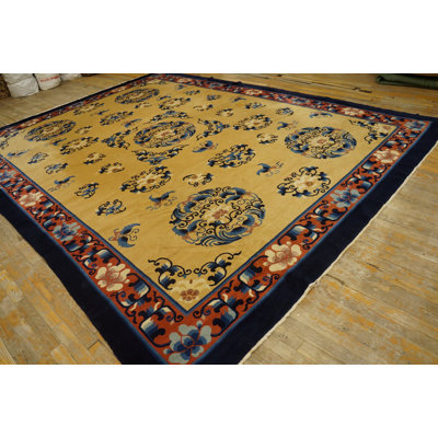 Tapis à motif de médaillon en laine de couleur rétro Vintage