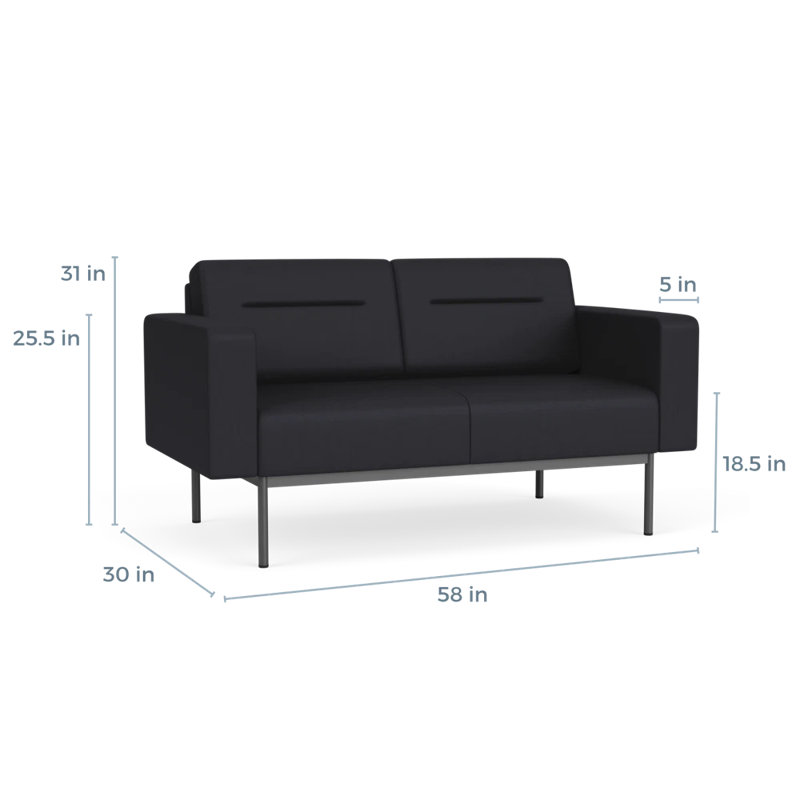Causeuse de réception Darsey, Gris anthracite, Noir Patriot Plus, Sans alimentation