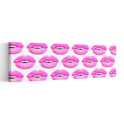 Pink Glossy Lips Modern Vibrant Wall Art