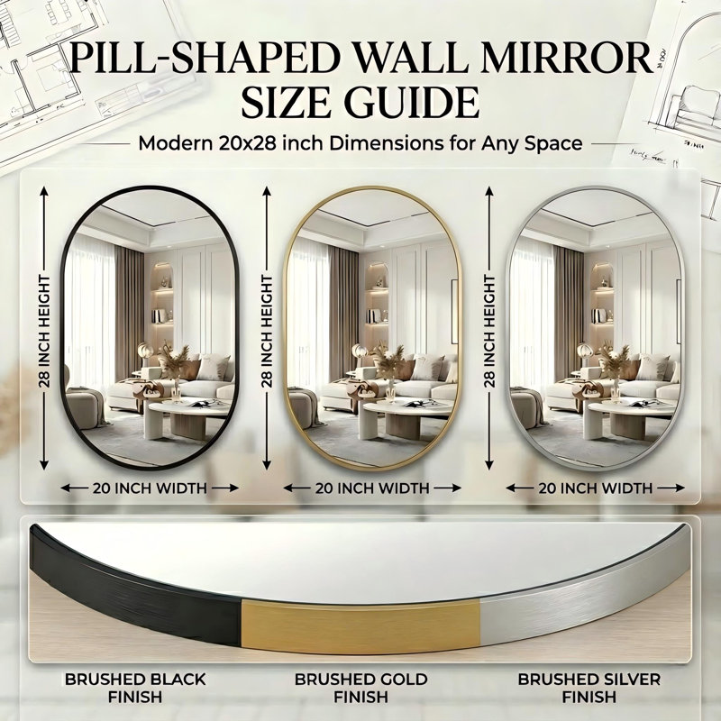 Miroir de salle de bain Onshuntay, 28 po x 20 po, Or
