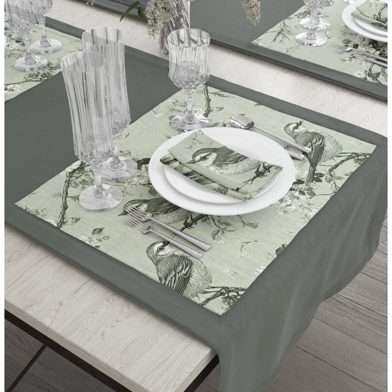 Ensemble de 4 napperons Canva 504, Vert/blanc