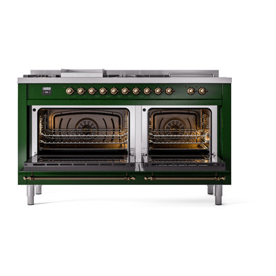 ILVE Nostalgie II Noblesse 60 in Dual Fuel Range 7 Burner, Griddle, Frenchtop
