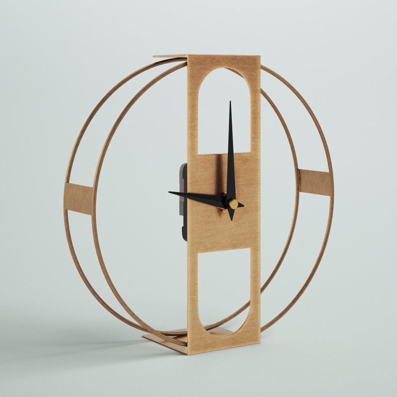 Horloge de table mécanique en acier inoxydable Gustav, Or