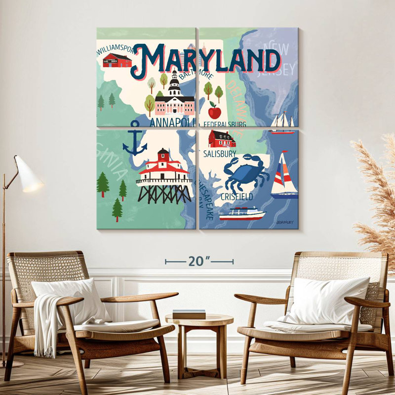 Cartes Aliaz State - Attraits du Maryland, H 57 po x l 57 po